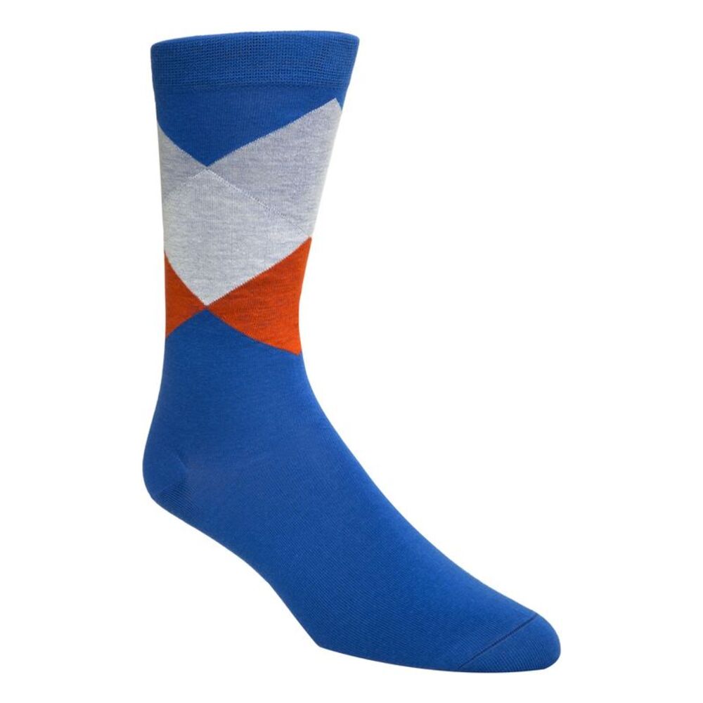 COLE HAAN Mens Blue Diamond Dress Crew Socks